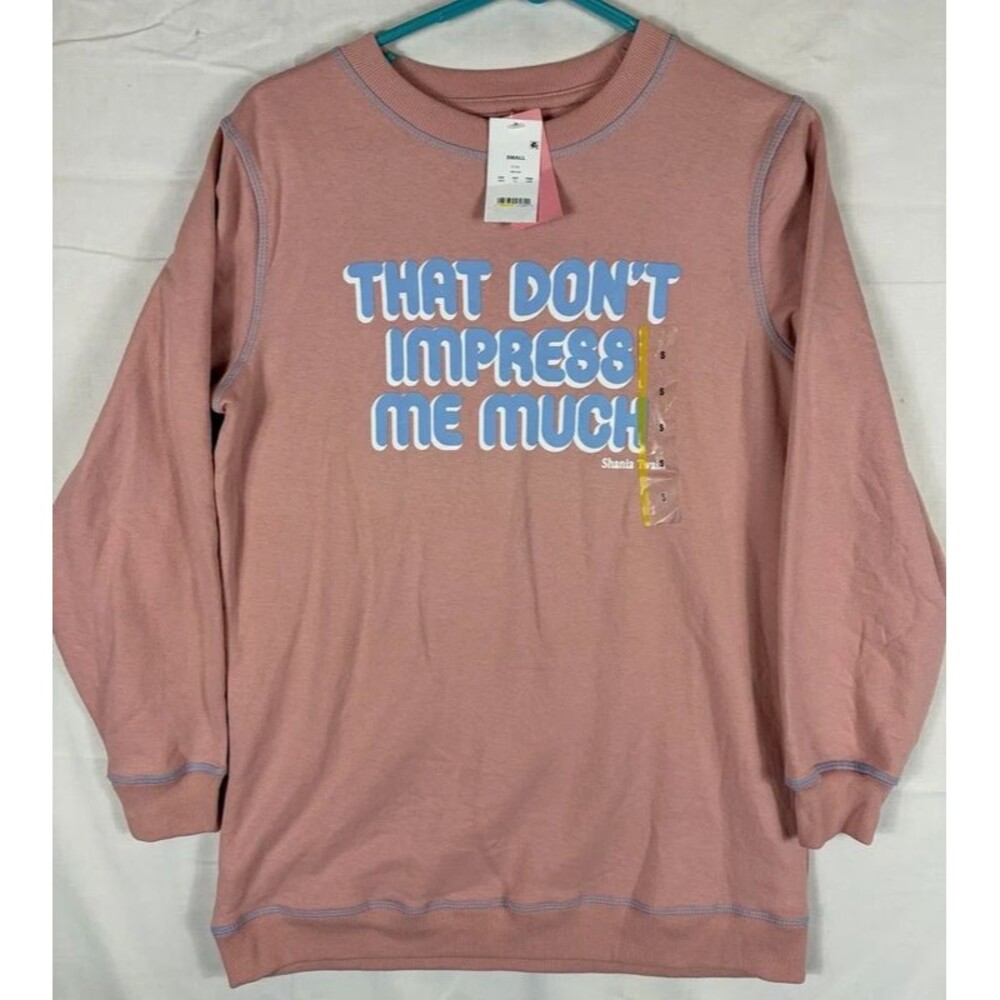 Shania Twain That Don't Impress Me Much Graphic Sweatshirt Pink Womens Small NEW